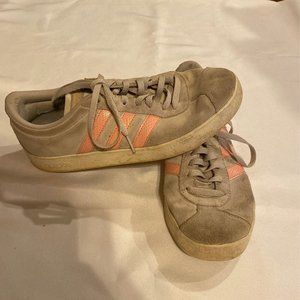 Women's Grey Adidas Shoes Pink Stripes